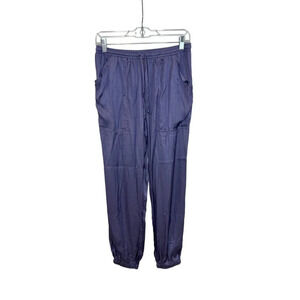 Olivaceous Purple Satin Jogger Pants Relaxed Ankle Crop High Rise - Size M